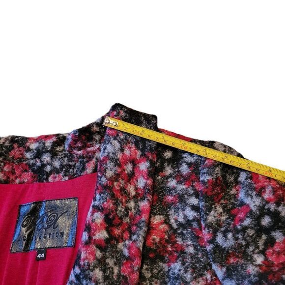 𝅺WOOL Blend Red Black Print Blazer Coat Jacket  Size 44  NEW - Picture 5 of 7